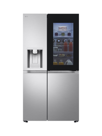 LG OUTLET InstaView GSXE91BSAD Freestanding 60/40 Non-Plumbed American Fridge Freezer, Like New, Silver, Silver