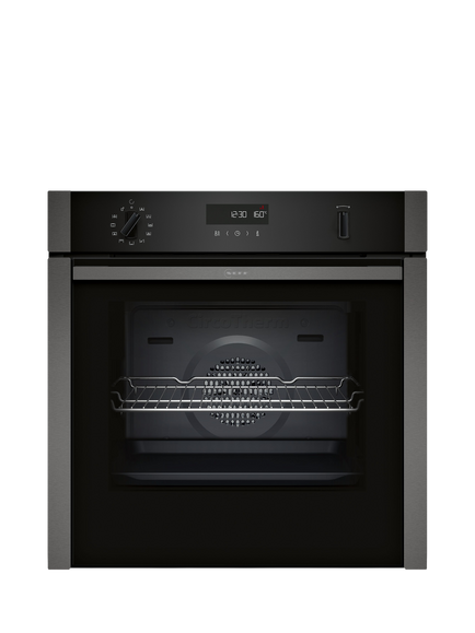 Neff OUTLET N50 Slide and Hide B6ACH7AG7B Built In Electric Self Cleaning Single Oven, Like New, Graphite-Grey, Graphite-grey