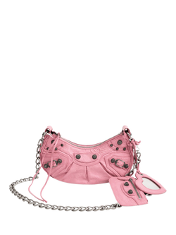 Pre-loved Balenciaga Crinkle Leather Le Cagole Silver Hardware Shoulder Bag, Pink, Pink