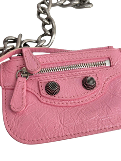 Pre-loved Balenciaga Crinkle Leather Le Cagole Silver Hardware Shoulder Bag, Pink - view 2, Pink