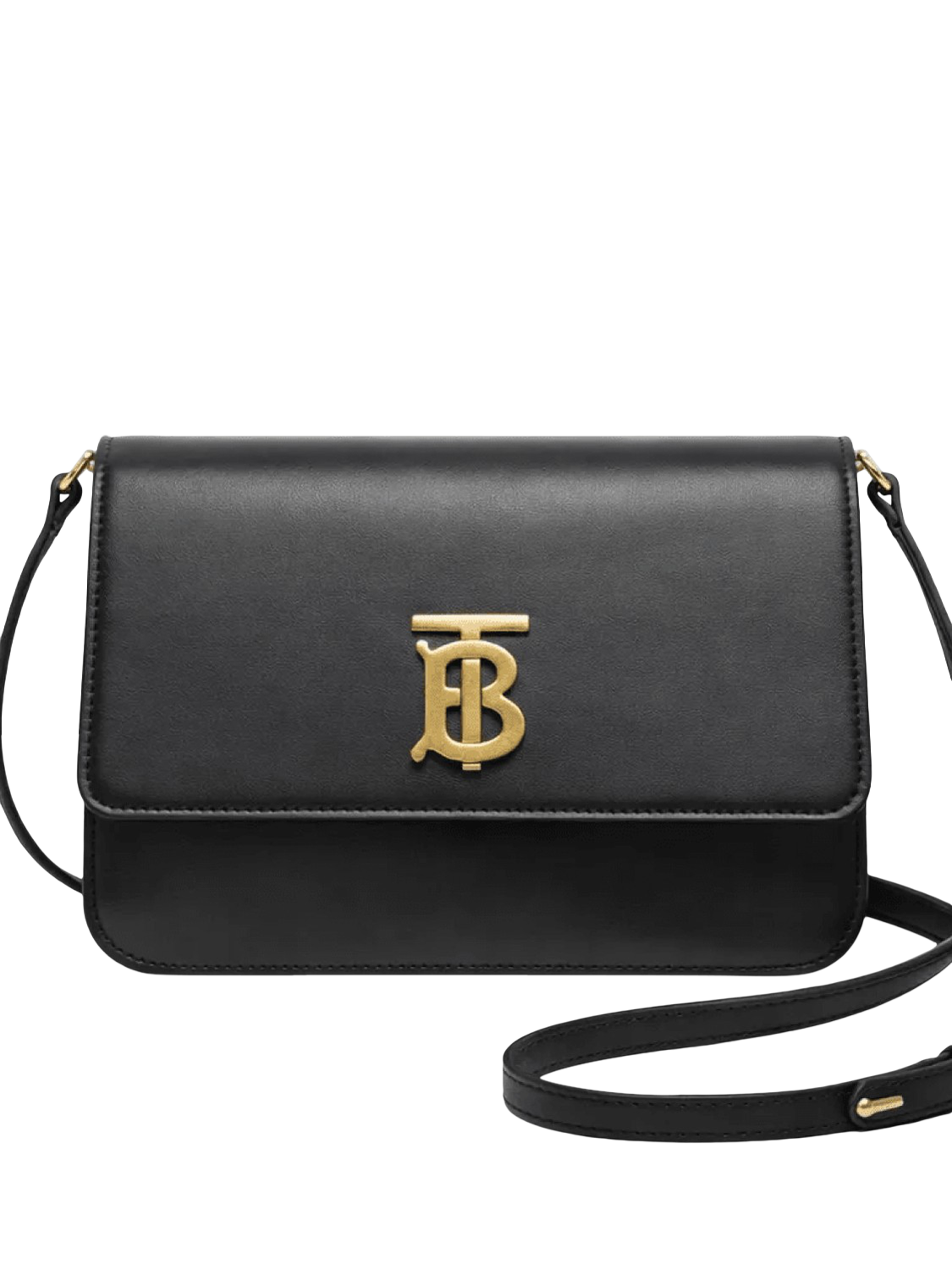Pre-loved Burberry Black Leather TB Shoulder Bag, Black