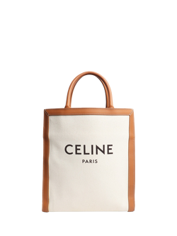 Pre-loved CELINE Cabas Vertical Shoulder Bag, Brown/Cream, Brown/Cream