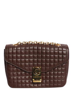 Pre-loved CELINE Medium Leather Quilted C Bag, Brown, Brown