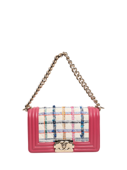 Pre-loved CHANEL 2018 Small Tweed and Leather Boy Bag, Multi, Multi
