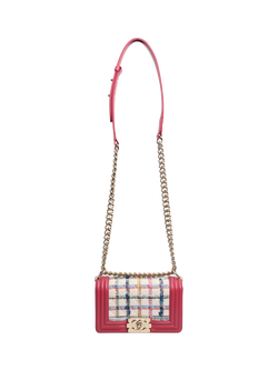Pre-loved CHANEL 2018 Small Tweed and Leather Boy Bag, Multi - view 2, Multi