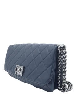 Pre-loved CHANEL 2012 Lambskin Elongated Shoulder Bag, Blue - view 2, Blue