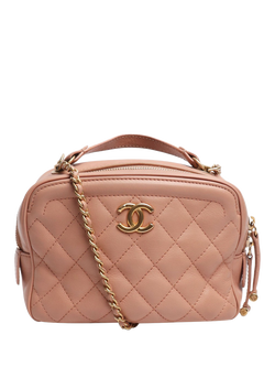 Pre-loved CHANEL Lambskin-Quilted Crossbody Bag, Pink, Pink