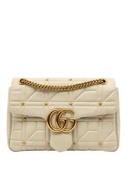 Pre-loved GUCCI Medium Leather GG Marmont Quilted Shoulder Bag, Cream, Cream