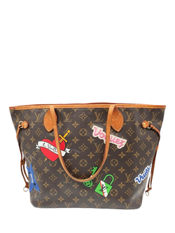 Pre-loved Louis Vuitton 2018 Monogram Neverfull MM Graphic Motif Tote Bag, Brown, Brown