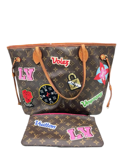 Pre-loved Louis Vuitton 2018 Monogram Neverfull MM Graphic Motif Tote Bag, Brown - view 2, Brown