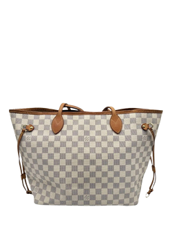 Pre-loved Louis Vuitton 2009 Damier Azure Neverfull MM Tote Bag, Cream - view 2, Cream