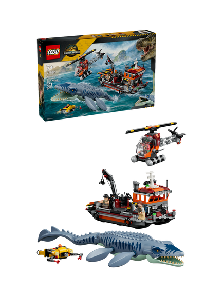 LEGO Jurassic World 77983 Mosasaurus Dinosaur Boat Attack Building Toy, Multi
