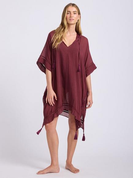 Seqafolly Crinkle Gauze Kaftan, Dark Burgundy, Dark Burgundy