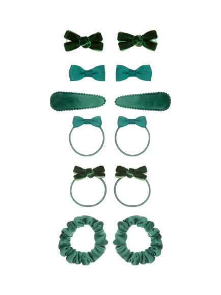 Mimi & Lula Kids' Assorted School Hair Accessories, Pack of 12, Green