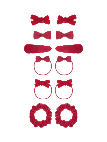 Mimi & Lula Kids' Assorted School Hair Accessories, Pack of 12, Red