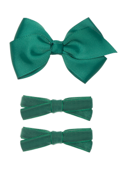 Mimi & Lula Kids' Classic Bow Clips, Pack of 3, Green