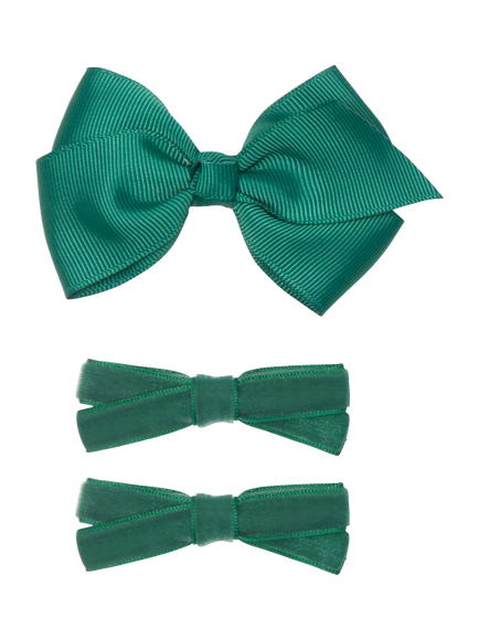 Mimi & Lula Kids' Classic Bow Clips, Pack of 3, Green