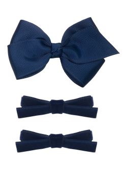 Mimi & Lula Kids' Classic Bow Clips, Pack of 3, Navy