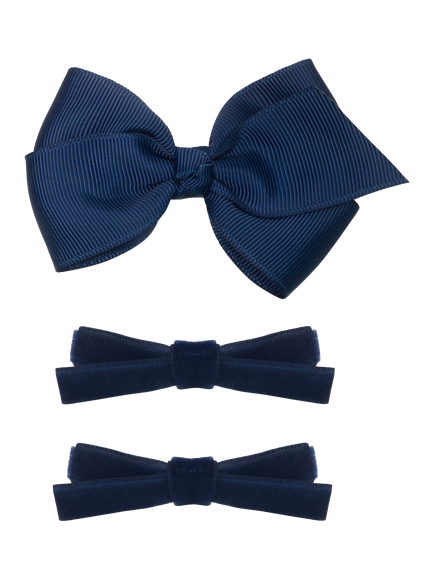 Mimi & Lula Kids' Classic Bow Clips, Pack of 3, Navy