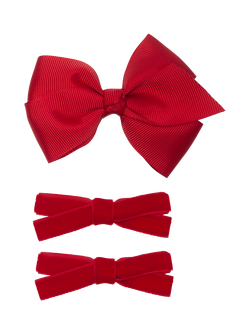 Mimi & Lula Kids' Classic Bow Clips, Pack of 3, Red