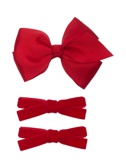 Mimi & Lula Kids' Classic Bow Clips, Pack of 3, Red