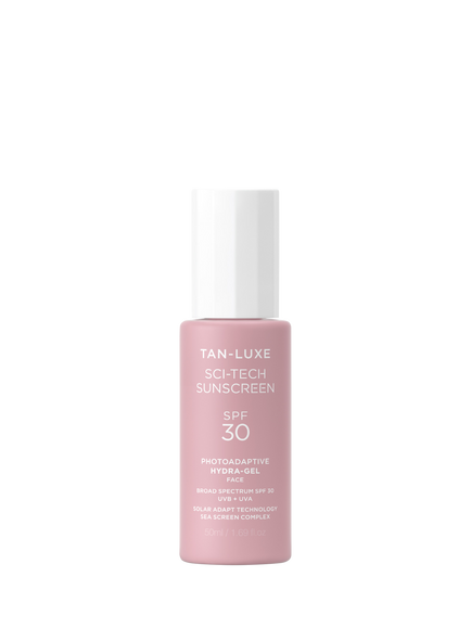 Tan-Luxe Sci-Tech Sunscreen Photoadaptive Hydra-Gel Face Sun Cream SPF 30, 50ml, Clear