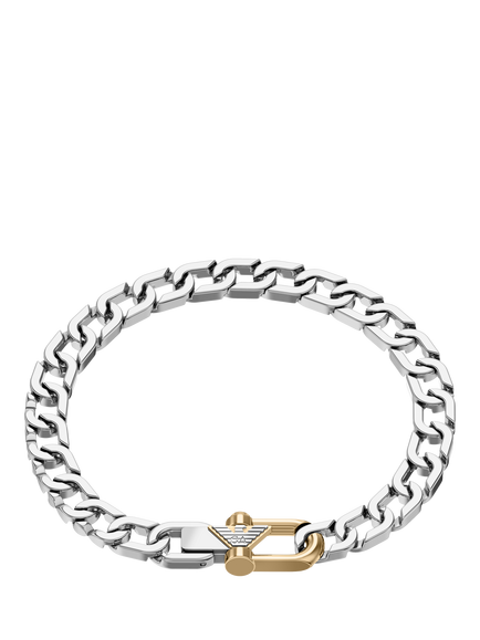 Emporio Armani Signature Logo Chunky Bracelet, Silver, Silver