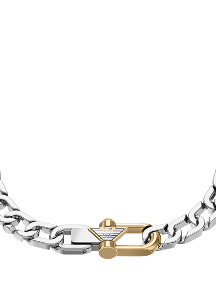 Emporio Armani Signature Logo Chunky Bracelet, Silver - view 2, Silver
