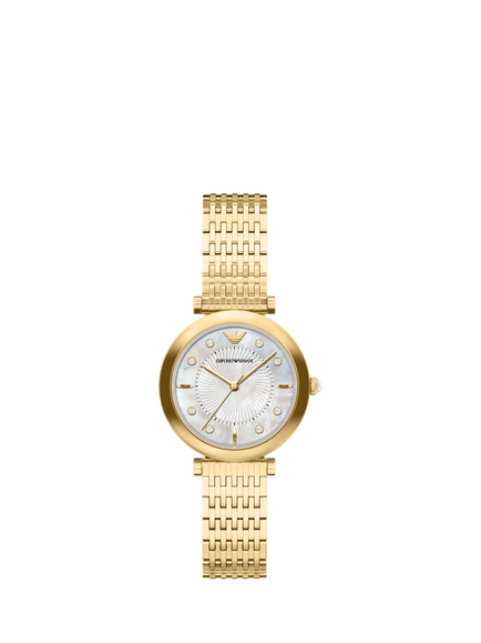 Emporio Armani AR11809 Women's Archelia 32mm Round Bracelet Strap Watch, Pale Gold, Pale Gold