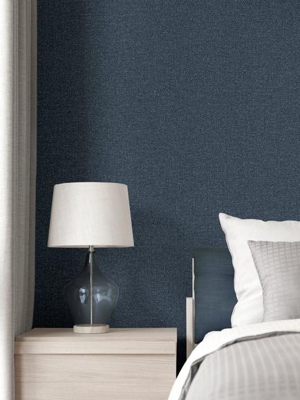 John Lewis Tweed Vinyl Wallpaper - view 2, Denim