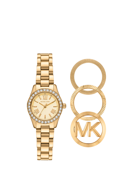 Michael Kors MK7659SET Women's  Petite Lexington 26mm Round Bracelet Strap Watch, Gold-tone, Gold-tone