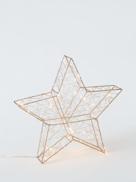 Lumineo Battery Operated Micro LED Wire Star, Gold, Gold