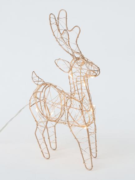 John Lewis Battery Operated Reindeer LED Lit Figure, Gold
