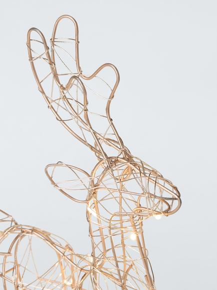 John Lewis Battery Operated Reindeer LED Lit Figure - view 2, Gold
