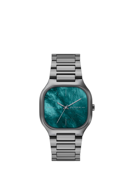 Skagen SKW6954 Men's Mother-of-Pearl 40mm Square Bracelet Strap Watch, Gunmetal, Gunmetal