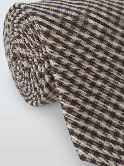 John Lewis Wool Rich Check Tie, Brown/Grey - view 2, Brown/Grey