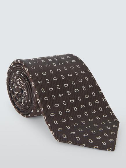 John Lewis Mini Paisley Silk Tie, Brown