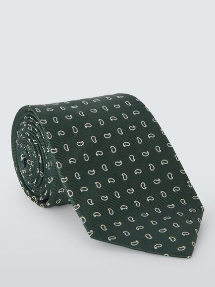 John Lewis Mini Paisley Silk Tie, Green