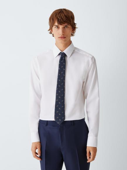 John Lewis Flying Bird Silk Blend Tie, Navy - view 2, Navy