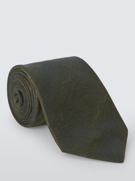 John Lewis Paisley Silk Tie, Olive Green, Olive Green
