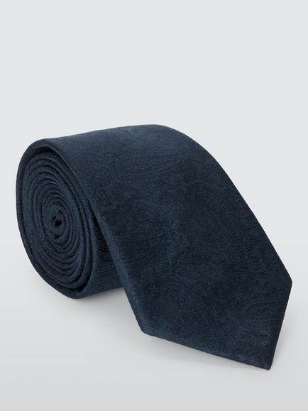John Lewis Paisley Silk Tie, Navy, Navy