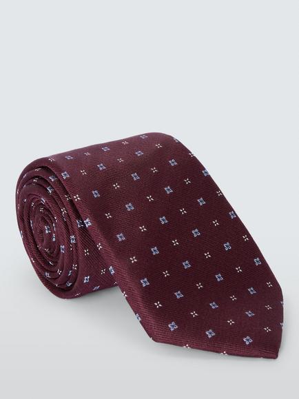 John Lewis Geometric Silk Tie, Burgundy, Burgundy
