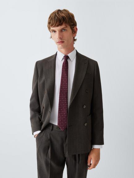 John Lewis Geometric Silk Tie, Burgundy, Burgundy