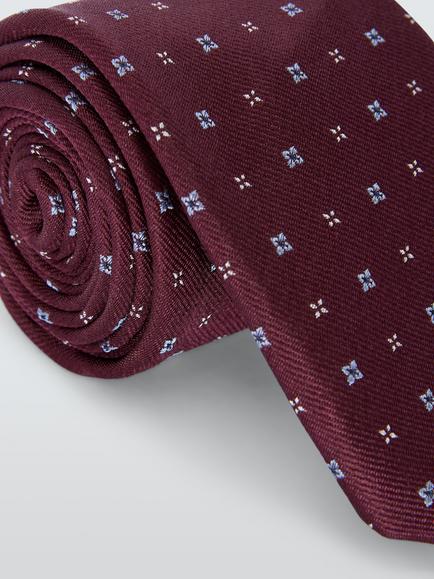 John Lewis Geometric Silk Tie, Burgundy - view 2, Burgundy