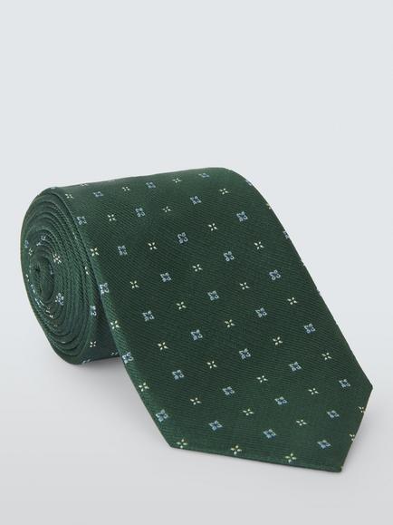 John Lewis Small Geo Silk Tie, Green, Green