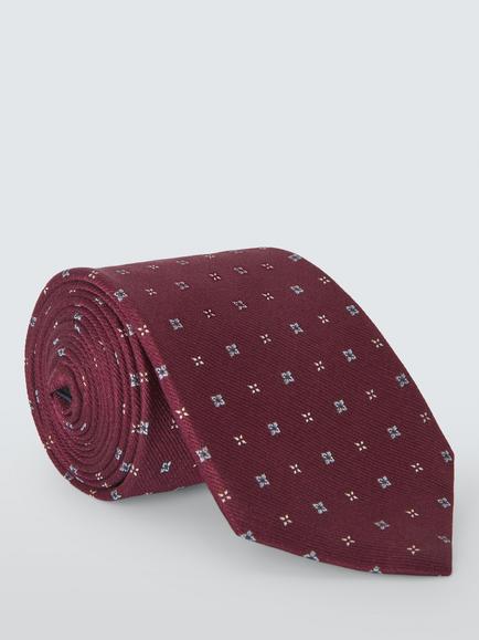 John Lewis Square Geo Silk Rich Tie, Burgundy, Burgundy