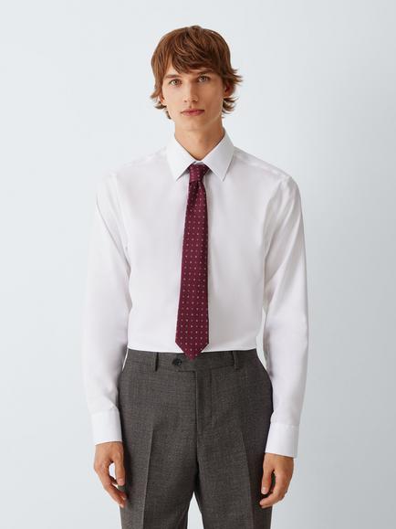 John Lewis Square Geo Silk Rich Tie, Burgundy - view 2, Burgundy