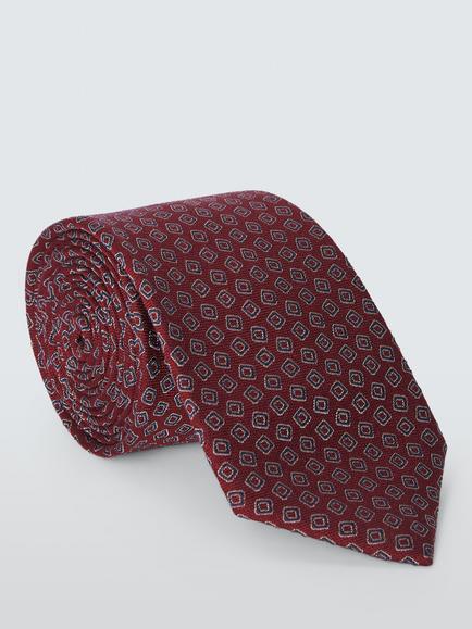 John Lewis Geometric Silk Tie, Brown, Brown