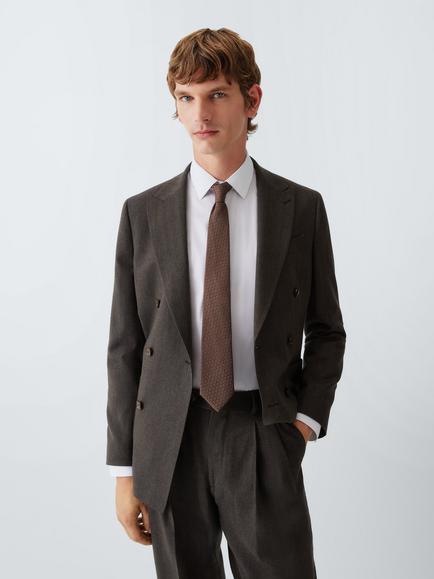 John Lewis Geometric Silk Tie, Brown, Brown