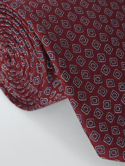 John Lewis Geometric Silk Tie, Brown - view 2, Brown